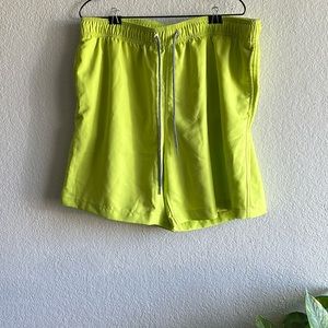 Mens size XXL speedo swim trunks neon green yellow net lined 7” Inseam